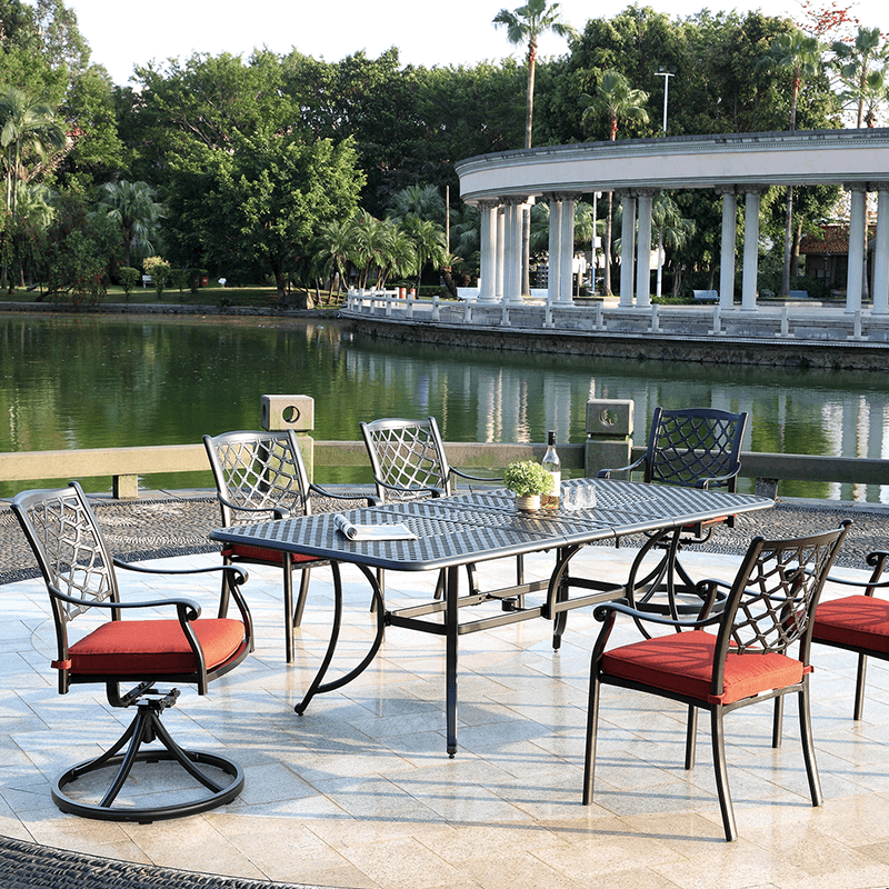 036 Dining Table Set, Extendable Rectangular Table With Swivel Rocker Chairs Or Dining Chairs